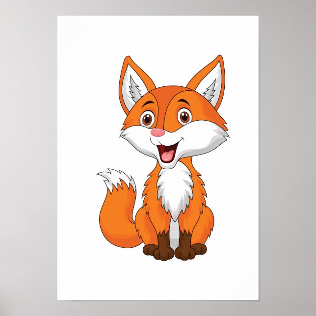 Poster Cartoon mignonne Fox Digital Imprimable Poster&Sti (Devant)