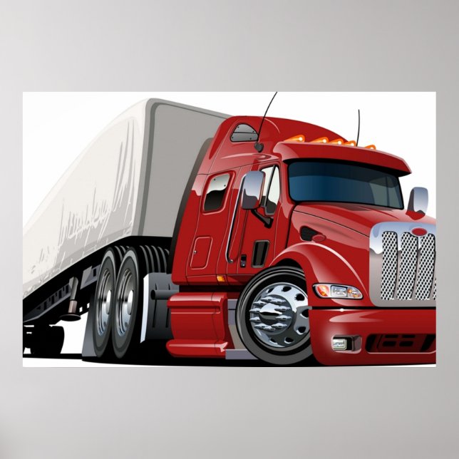 Poster Cartoon semi truck (Devant)