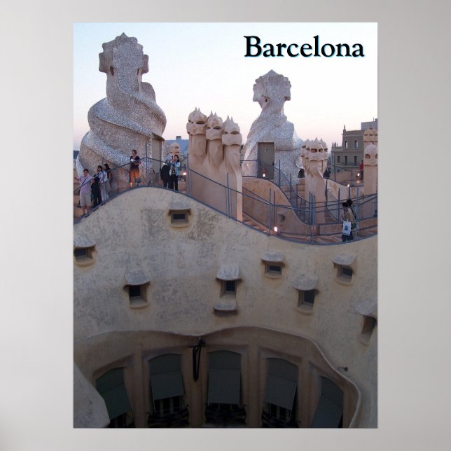 Poster Casa Milà de Barcelone par Antoni Gaudí (Devant)