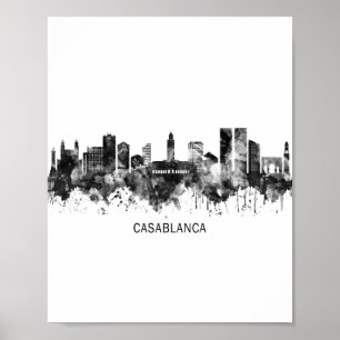 Poster Casablanca Maroc Skyline BW