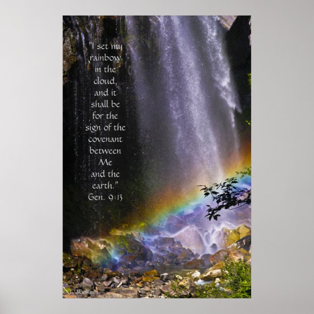 Poster Cascade arc-en-ciel avec couplet écriture (Devant)