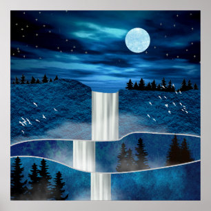 Poster Cascade bleue