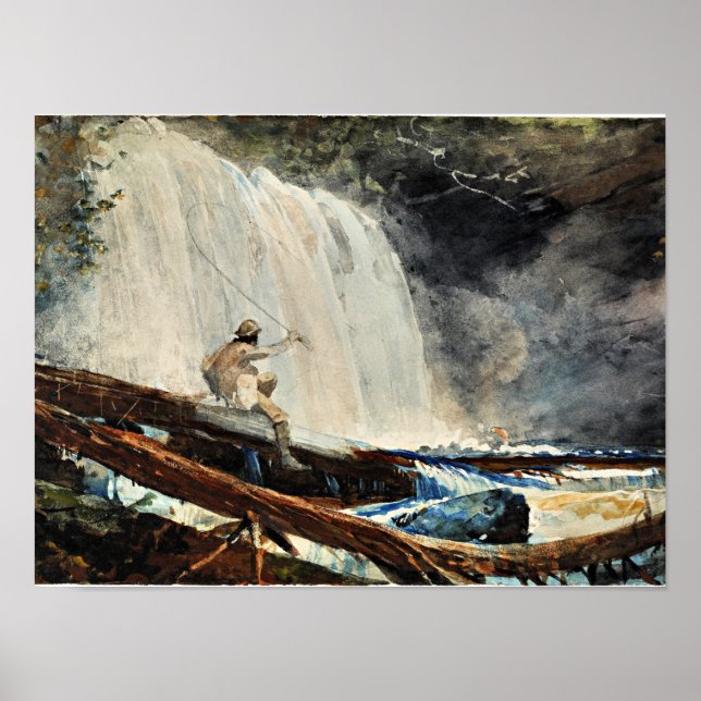 Poster Cascade dans les Adirondacks, peinture d'art (Devant)