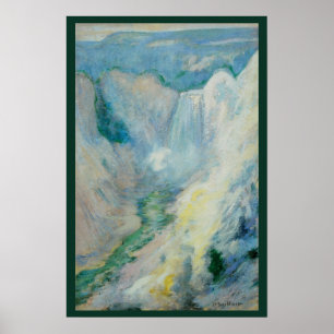 Poster Cascade dans Yellowstone par Twachtman, Art ancien