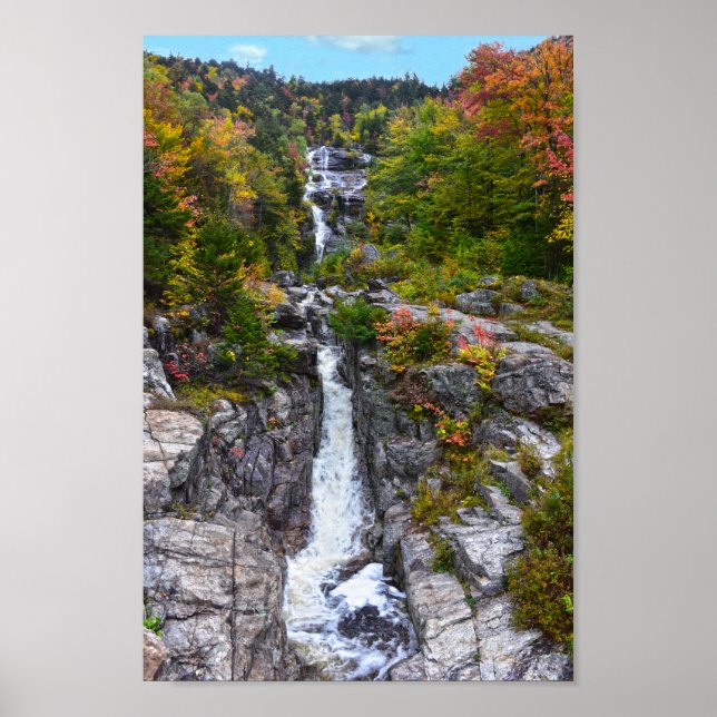 Poster Cascade d'argent en automne, New Hampshire (Devant)