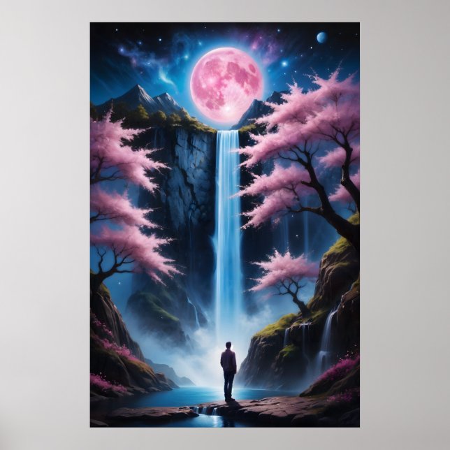 Poster Cascade de fleurs de cerisier (Devant)