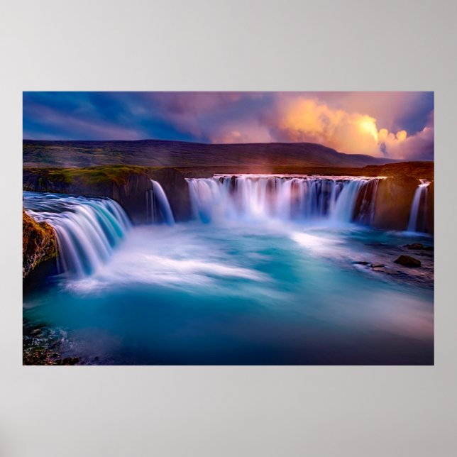 Poster Cascade de Godafoss, paysage magnifique d'Islande (Devant)