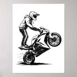 Poster Cascade de moto de sport