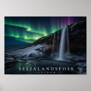 Poster Cascade de Seljalandsfoss Islande A4