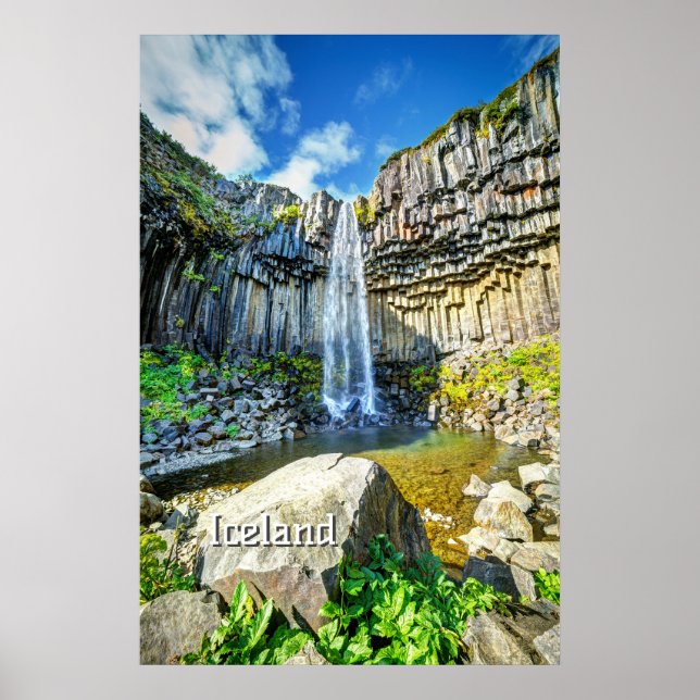 Poster Cascade de Svartifoss, Islande (Devant)