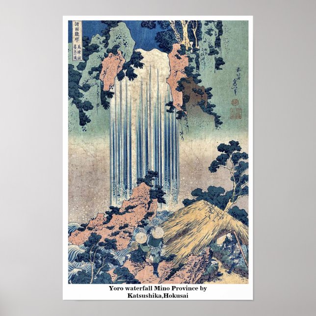 Poster Cascade de Yoro Mino Province par Katsushika, Hoku (Devant)