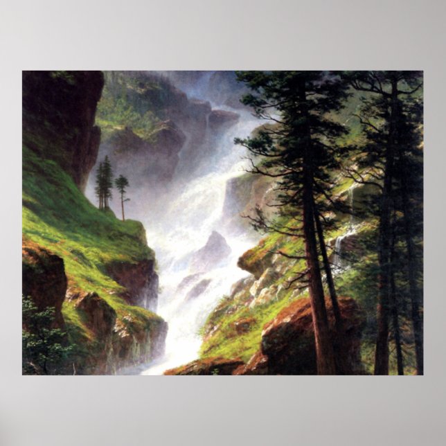 Poster Cascade des Rocheuses - Albert Bierstadt (Devant)
