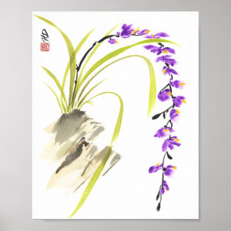 Poster Cascade d'orchidées violettes