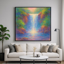 Cascade étincelante - Peinture Pastel Style Art