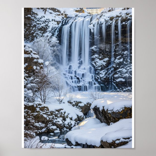 Poster Cascade gelée neige (Devant)