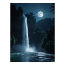 Cascade Lune - Paysage nocturne cinématique