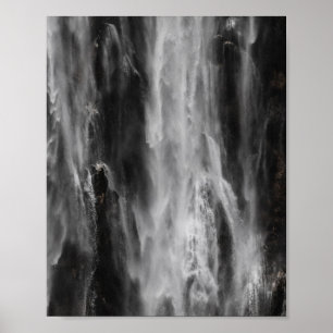 Poster Cascade majestueuse Boka, Slovénie en noir et blan