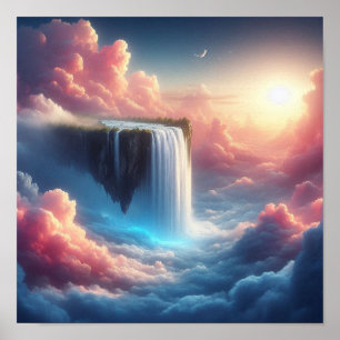 Poster Cascade Mystique du Ciel depuis une Fantaisie Susp