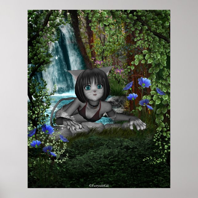 Poster Cascades Cutie Anime Kitten 1 (Devant)