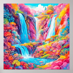 Poster Cascades d'Imaginaire vibrantes dans un cadre de c
