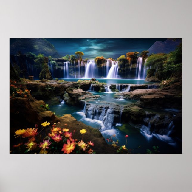 Poster Cascades Paysage Calme Nature (Devant)