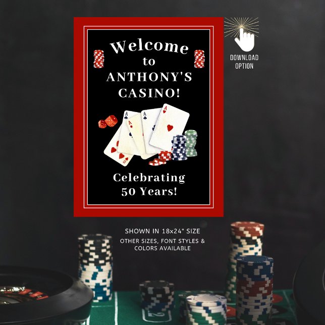Poster Casino Poker fête d'anniversaire Accueil personnal (Créateur téléchargé)