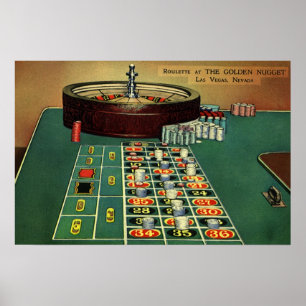 Poster Casino vintage Roulette Table Jeu, Chips de jeu