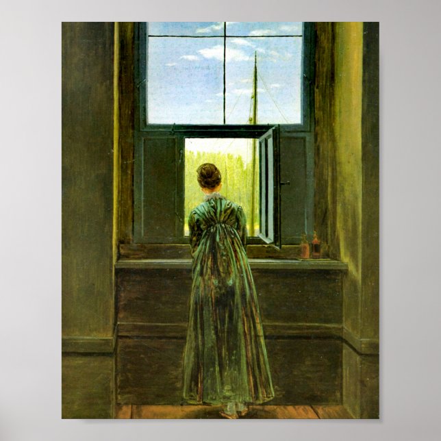 Poster Caspar David Friedrich Femme à la fenêtre (Devant)