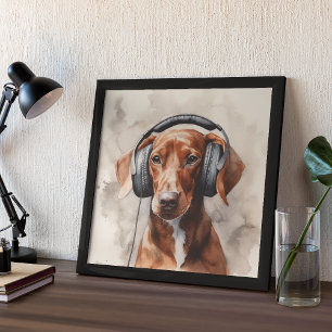 Poster Casque audio Dachshund Music Factory Art