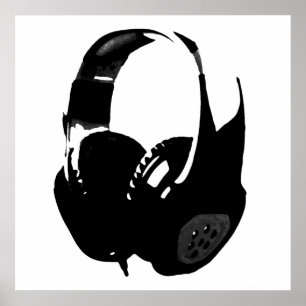 Poster Casque Black White Pop Art