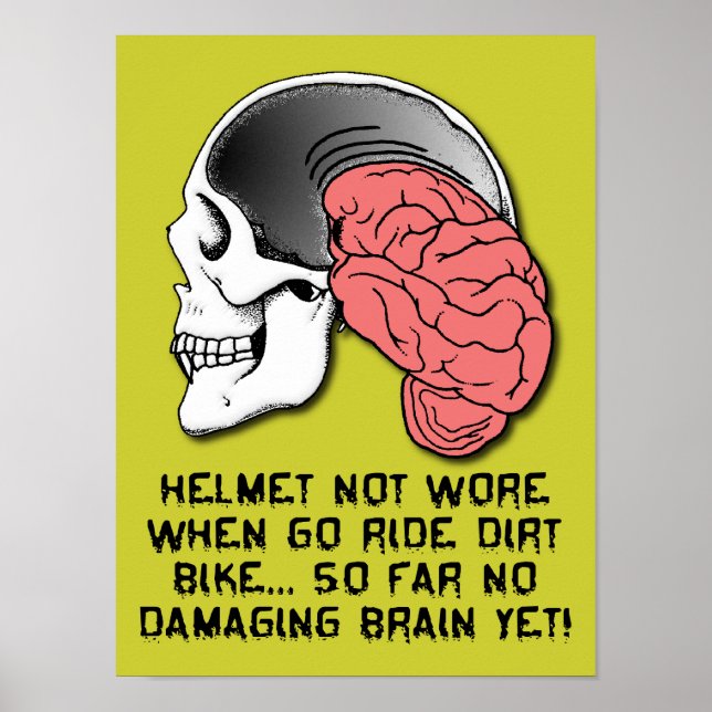 Poster Casque Cerveau Dommages Funny Dirt Vélo Motocross  (Devant)