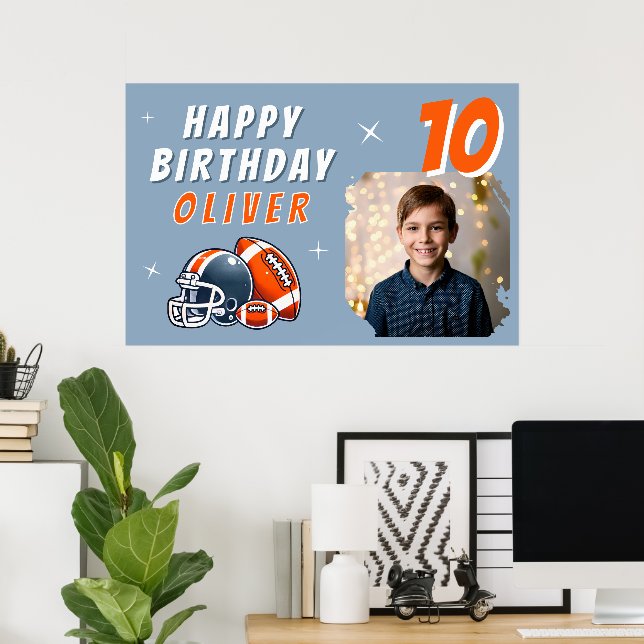 Poster Casque de balle de football Caricature Photo fête  (Bureau à domicile)