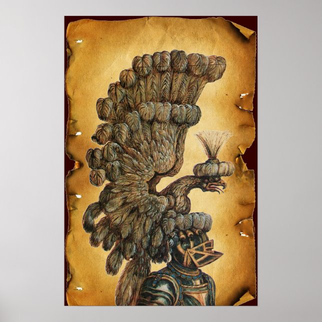 POSTER CASQUE DE CHEVALIER ANTIQUE AVEC PARC D'AGLE (Devant)