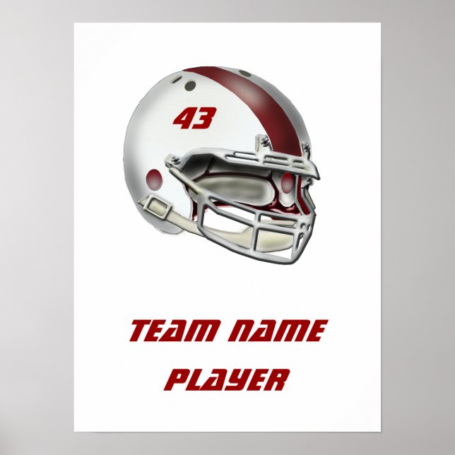 Poster Casque de football blanc et marron (Devant)