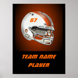 Poster Casque de football blanc et orange