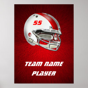 Poster Casque de football blanc et rouge