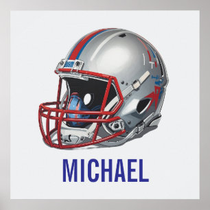 Poster Casque de football de motivation inspirante nom
