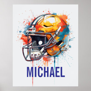 Poster Casque de football motivationnel inspirant Nom