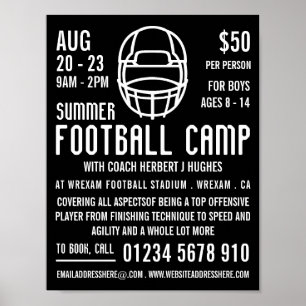 Poster Casque de football noir, Camp de football publicit
