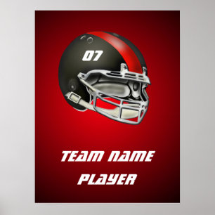 Poster Casque de football noir et rouge