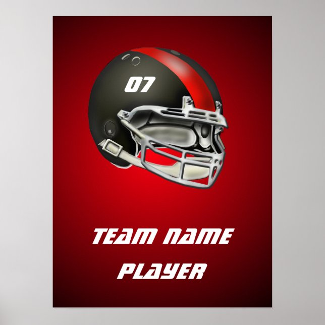 Poster Casque de football noir et rouge (Devant)