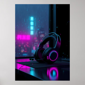 Poster Casque de jeu Cyberpunk