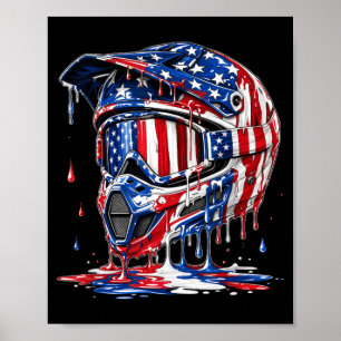 Poster Casque de Motocross Drapeau Américain Drip Garçons
