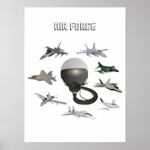 Poster Casque de pilote de l'aviation américaine avec avi