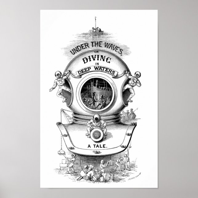 Poster Casque de plongée antique (Devant)