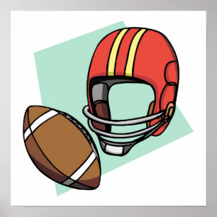 Poster casque de rouge du football