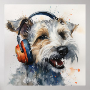 Poster Casque d'écoute Terrier Music Factory Art