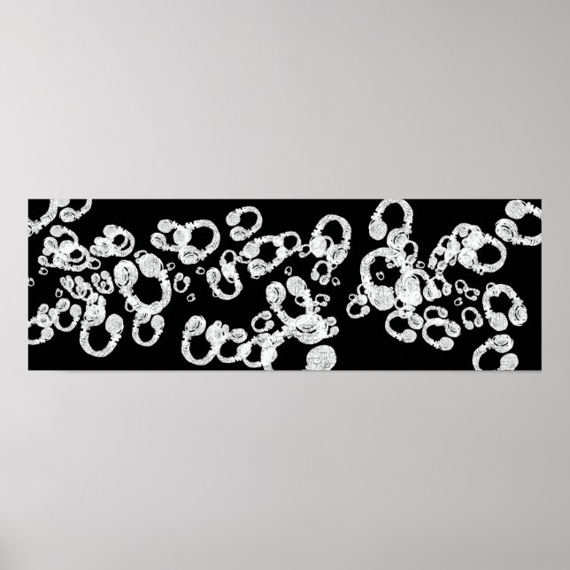 Poster casque DJ noir et blanc (Devant)
