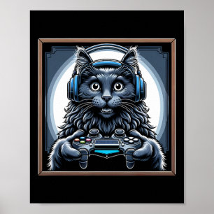 Poster Casque Jeux Vidéo Chat Nebelung Gaming