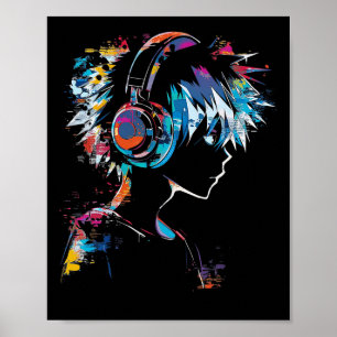 Poster Casque Motif Anime Manga Motif Illustration de l'a